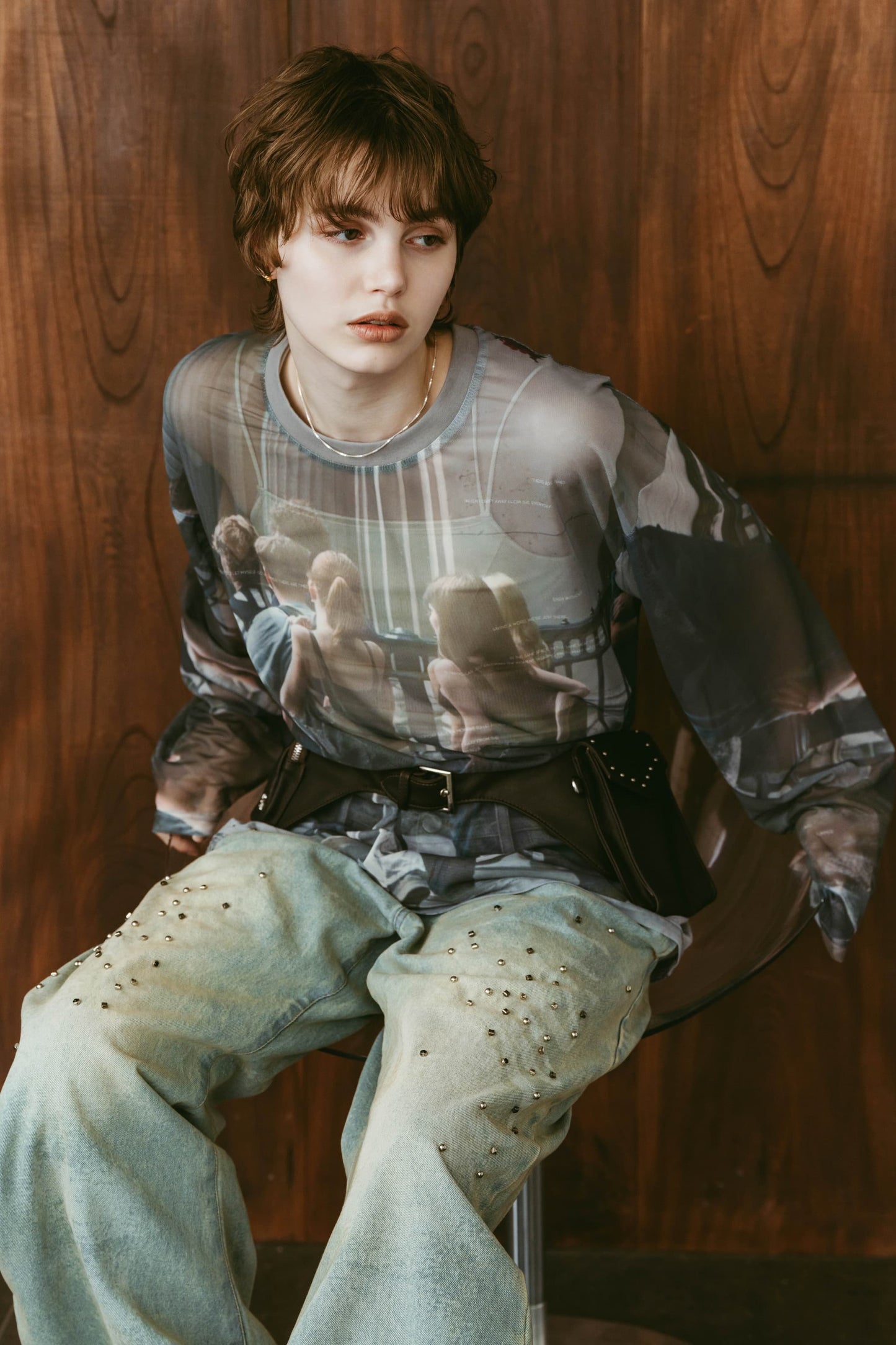 school sheer long-sleeve tee(unisex)/girls