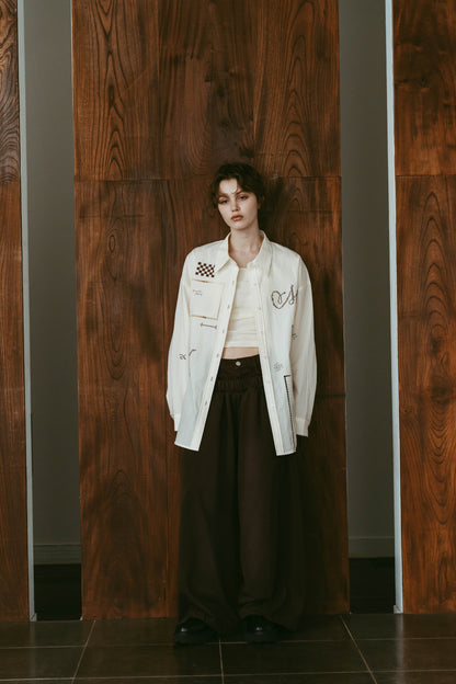 embroidered shirt(unisex)/ivory