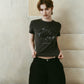 studded compact tee/charcoal