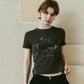 studded compact tee/charcoal