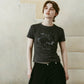 studded compact tee/charcoal