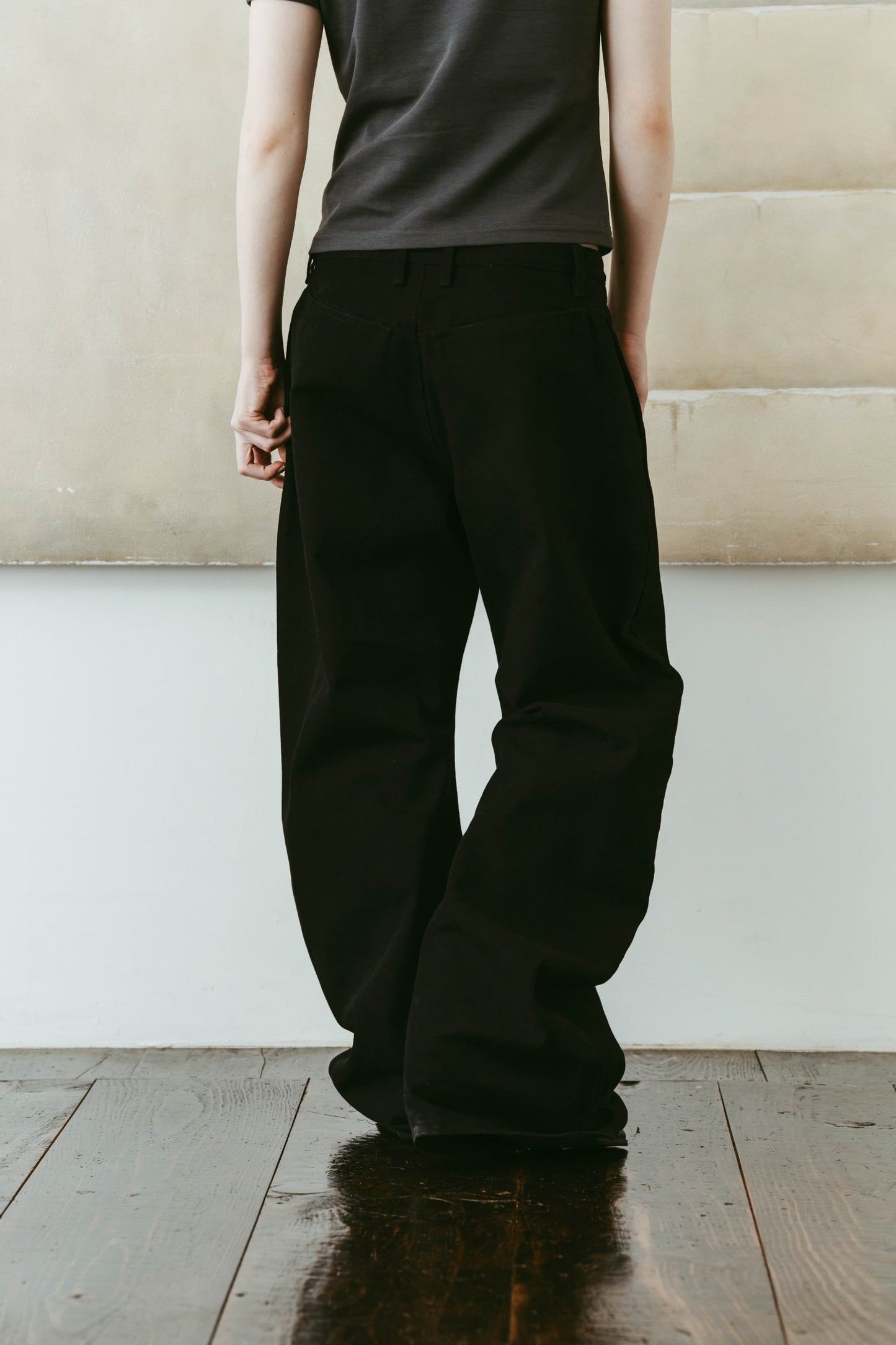 draped denim pants(unisex)/black