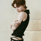 half-zip knit tank/black