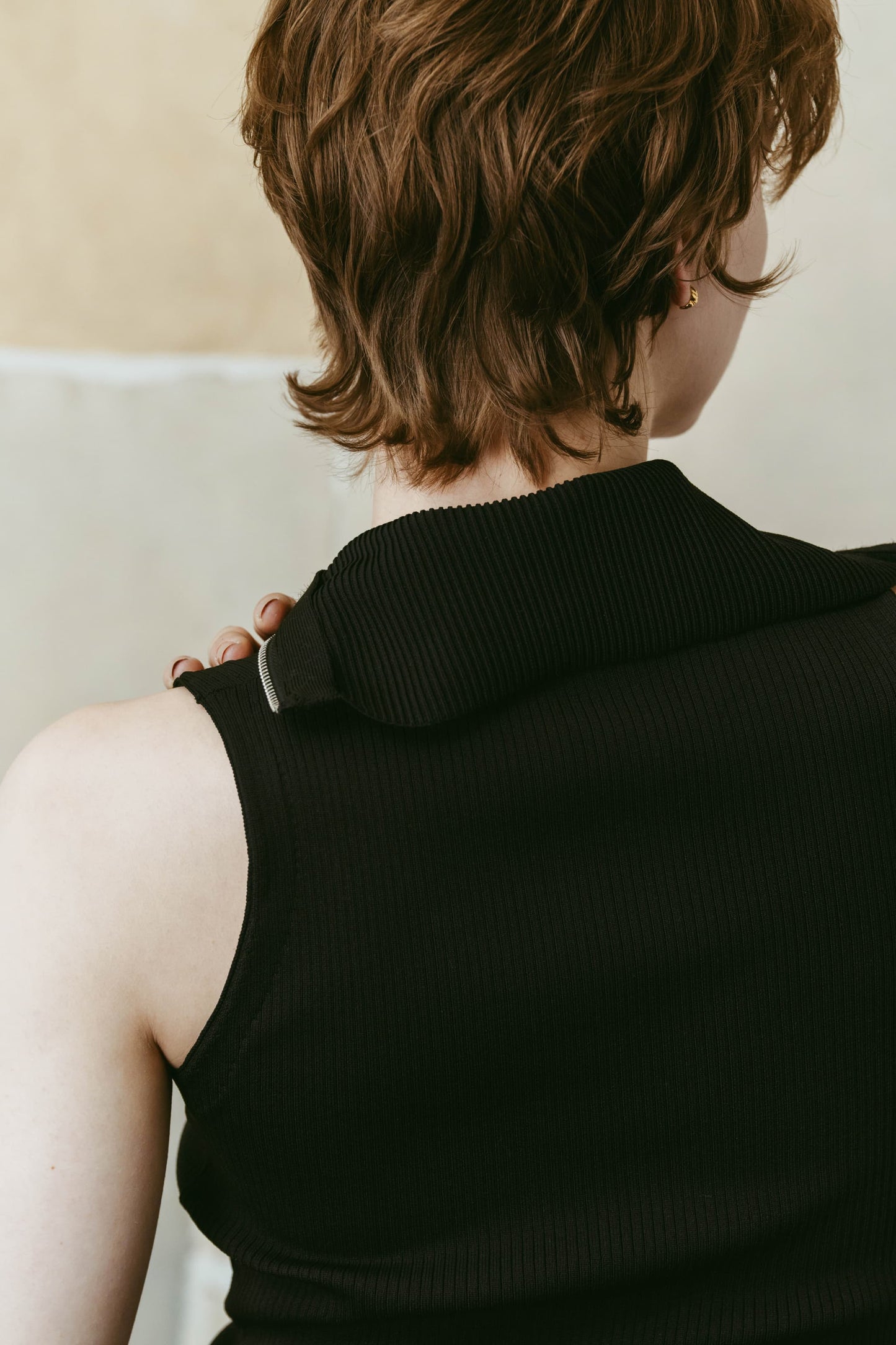 half-zip knit tank/black
