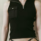 half-zip knit tank/black