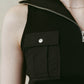 half-zip knit tank/black