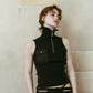 half-zip knit tank/black