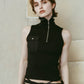 half-zip knit tank/black