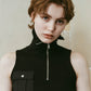 half-zip knit tank/black