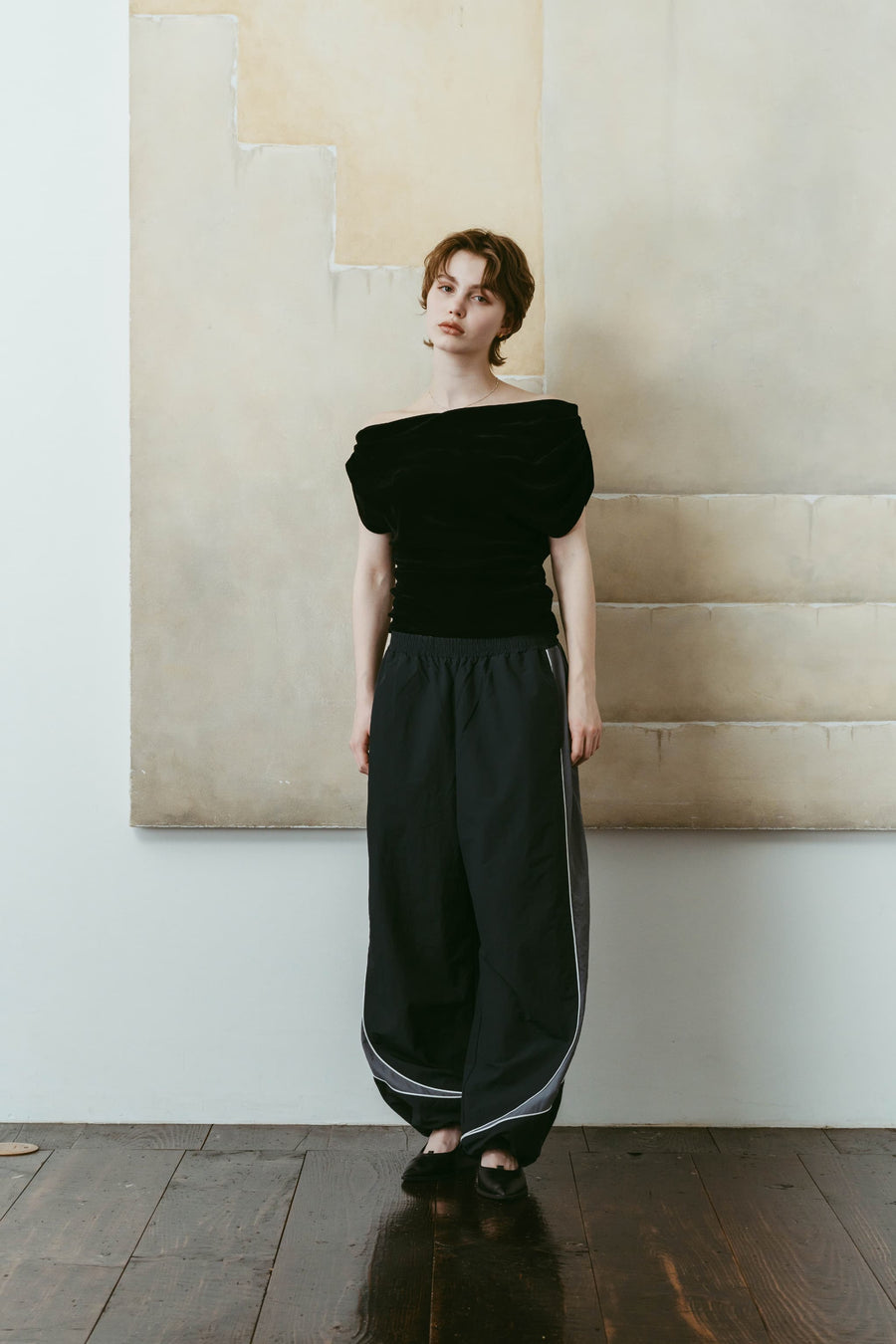 nylon easy pants(unisex)/navy