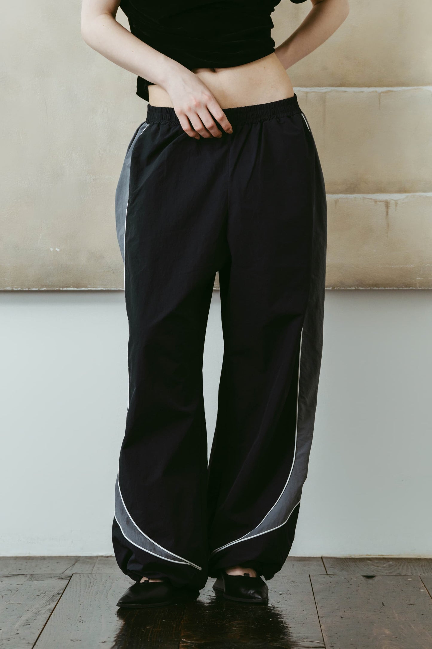 nylon easy pants(unisex)/navy