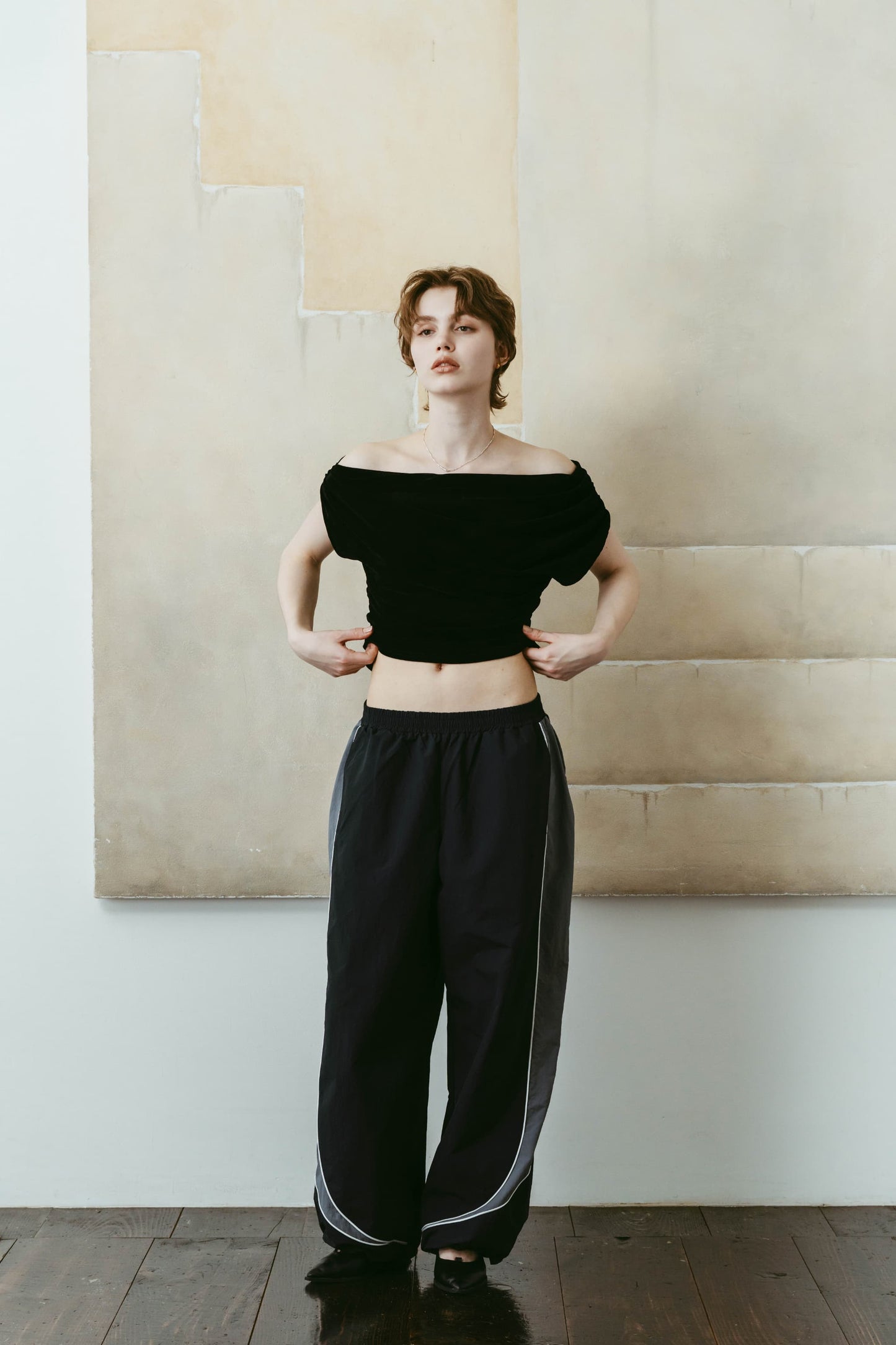 nylon easy pants(unisex)/navy