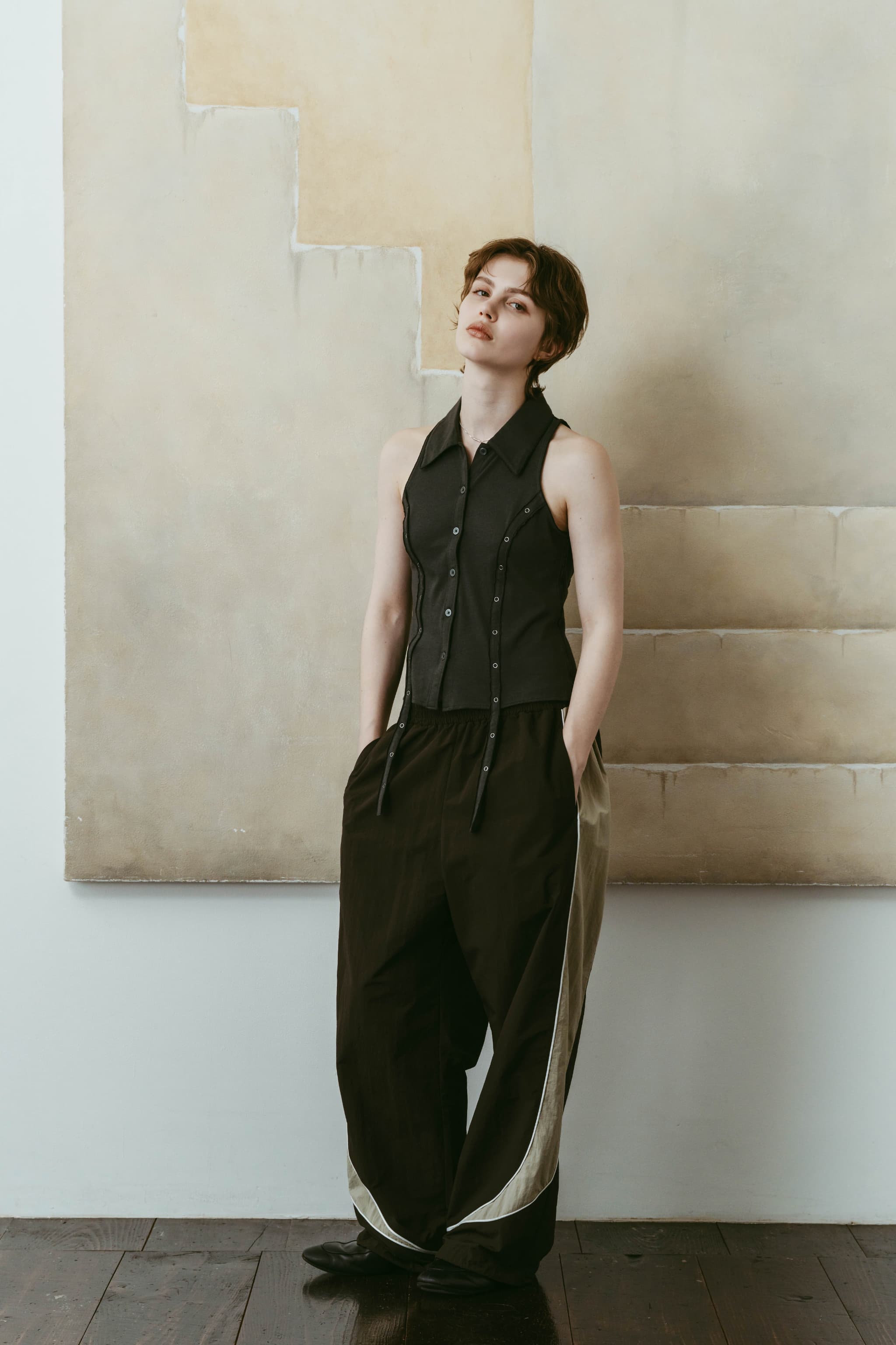 american armhole compact shirt/darkgreen