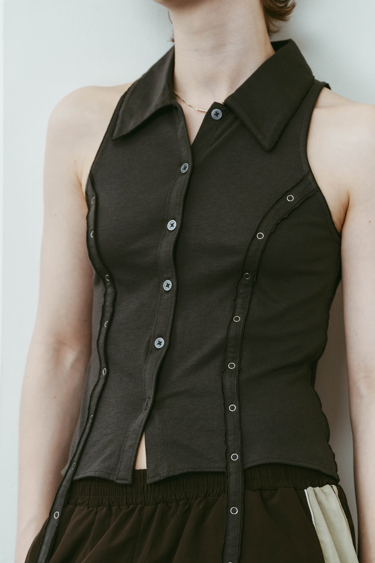 american armhole compact shirt/darkgreen
