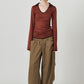 u-neck slim top/orange