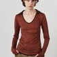 u-neck slim top/orange