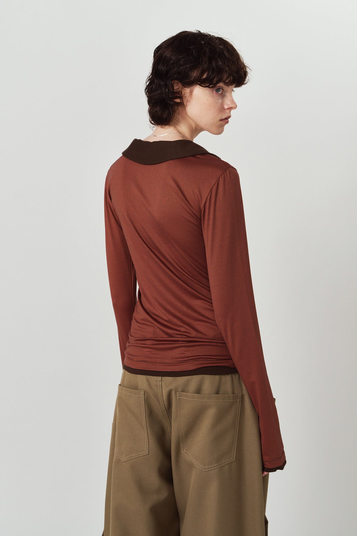 u-neck slim top/orange