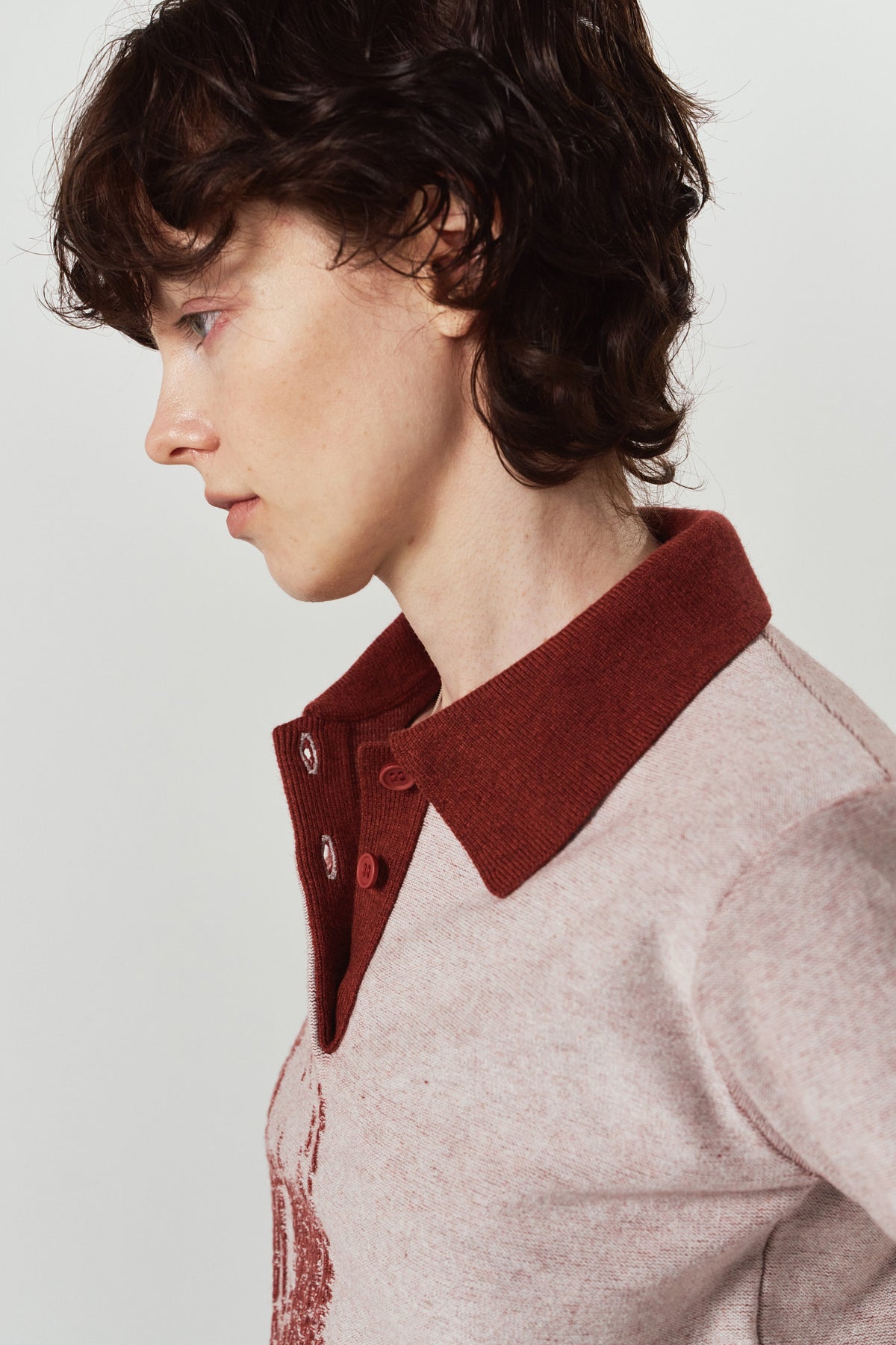 jacquard polo knit/red