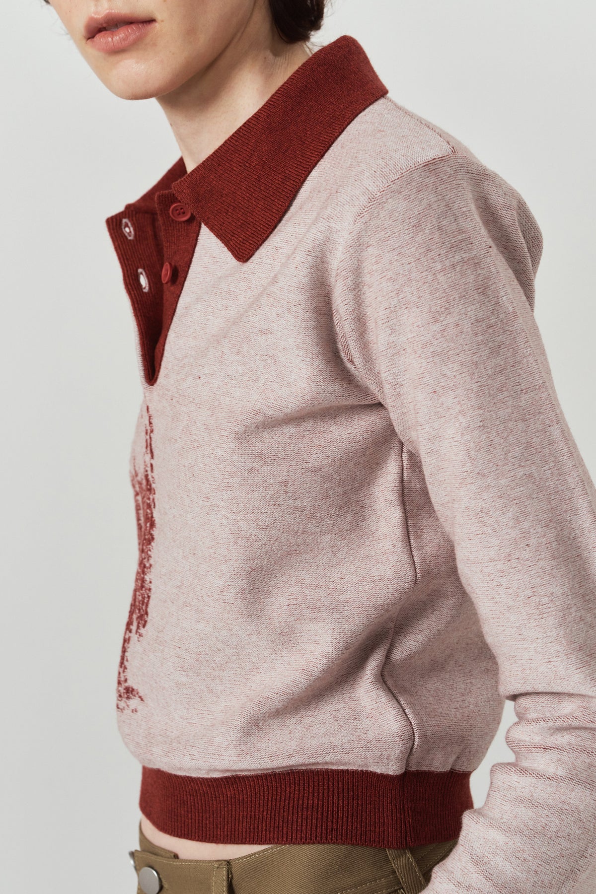 jacquard polo knit/red