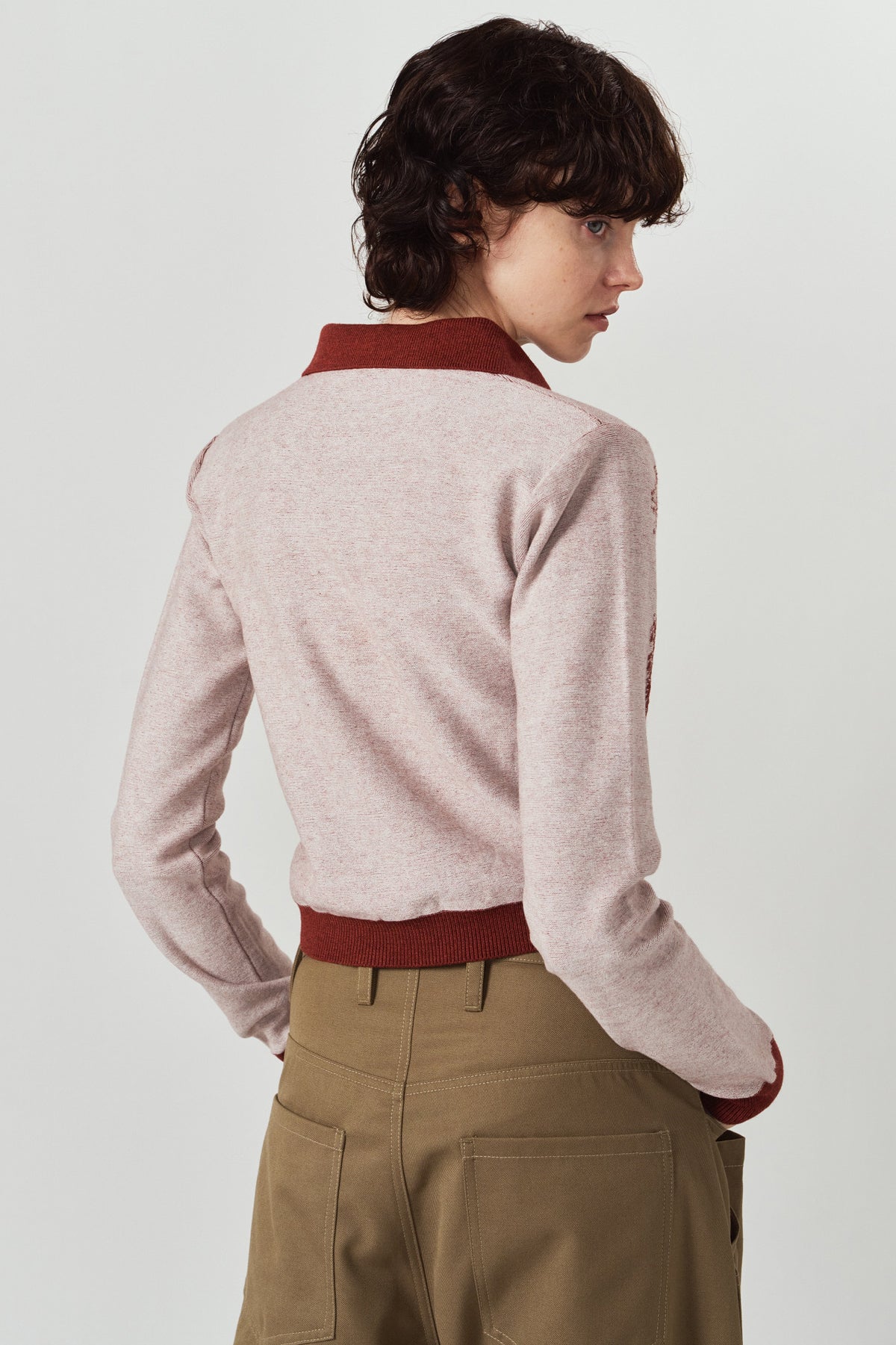 jacquard polo knit/red