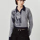 jacquard polo knit/navy