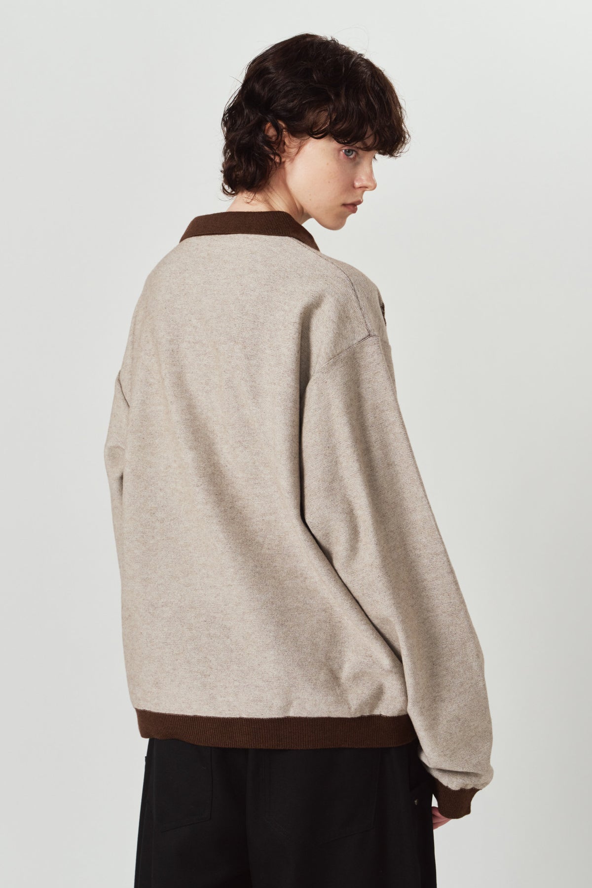 reversible jacquard polo knit(unisex)/brown