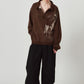reversible jacquard polo knit(unisex)/brown