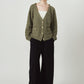 gold button trad cardigan/khaki