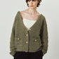 gold button trad cardigan/khaki