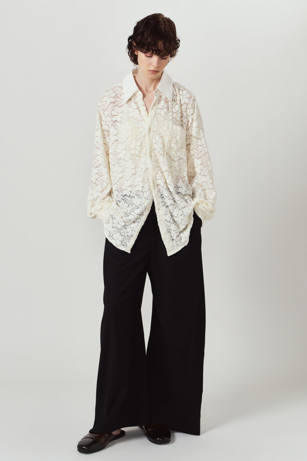 over lace shirt/white