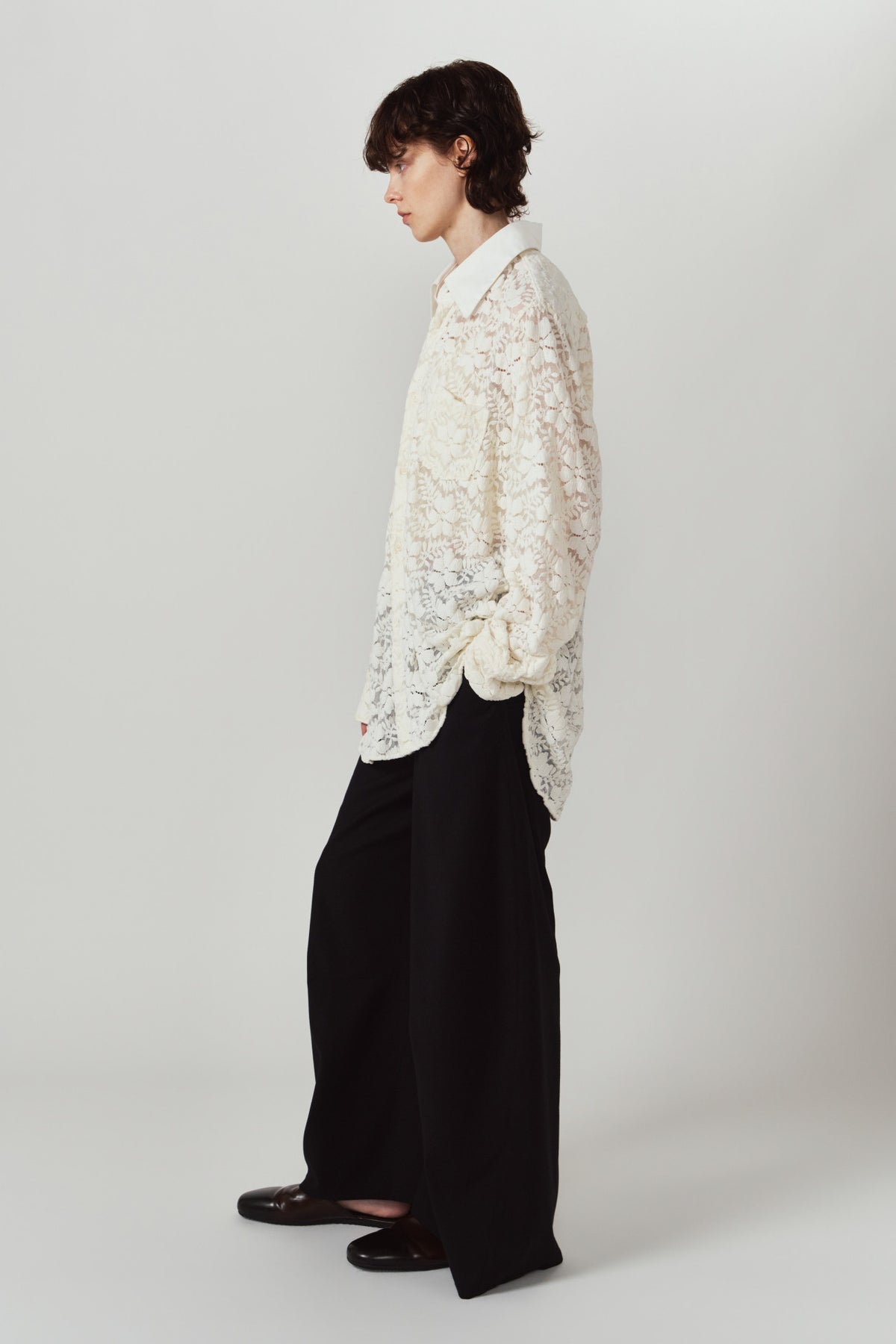 over lace shirt/white