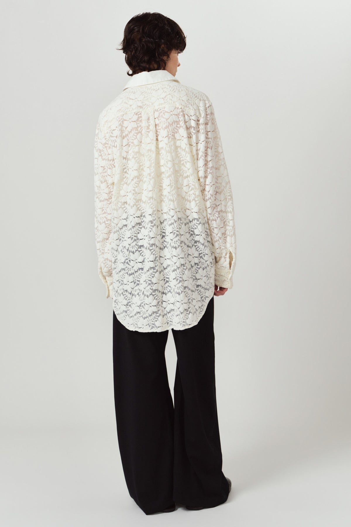 over lace shirt/white