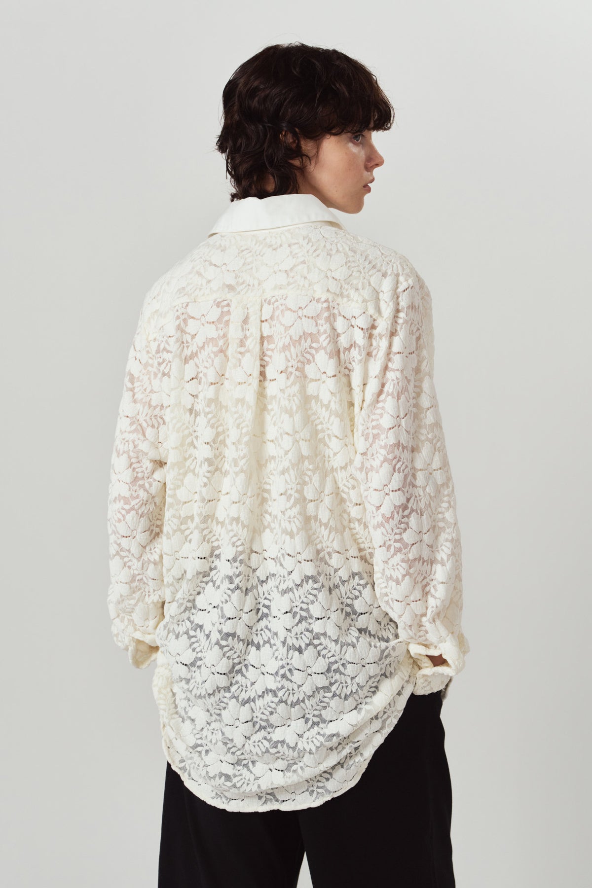 over lace shirt/white