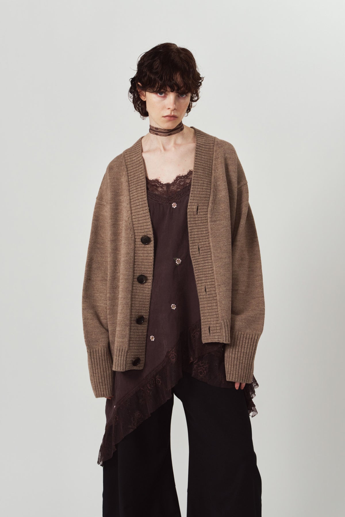 lace cami dress/brown