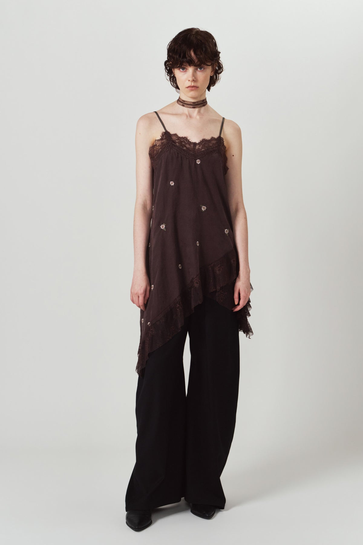 lace cami dress/brown