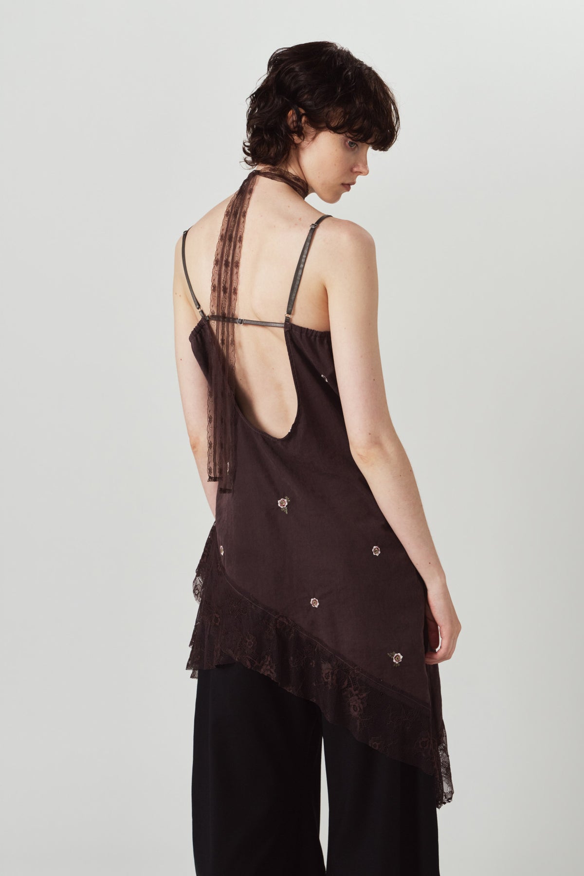lace cami dress/brown