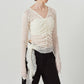 lace gathered top/white