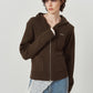 hooded knit parka/brown