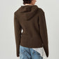 hooded knit parka/brown