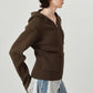 hooded knit parka/brown