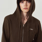 hooded knit parka/brown