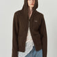 hooded knit parka/brown