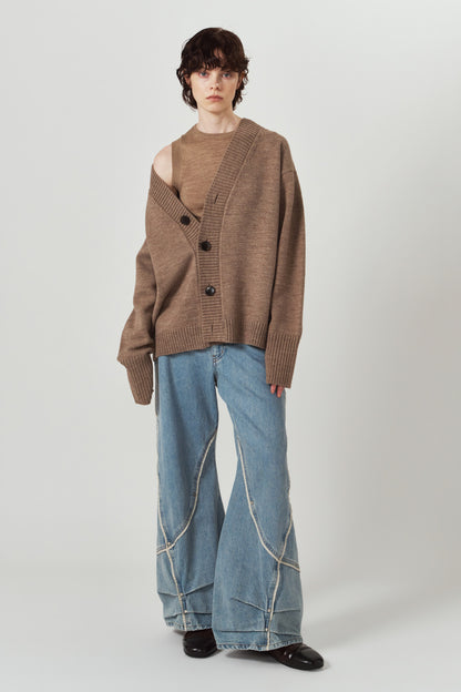 2-piece cardigan/brown