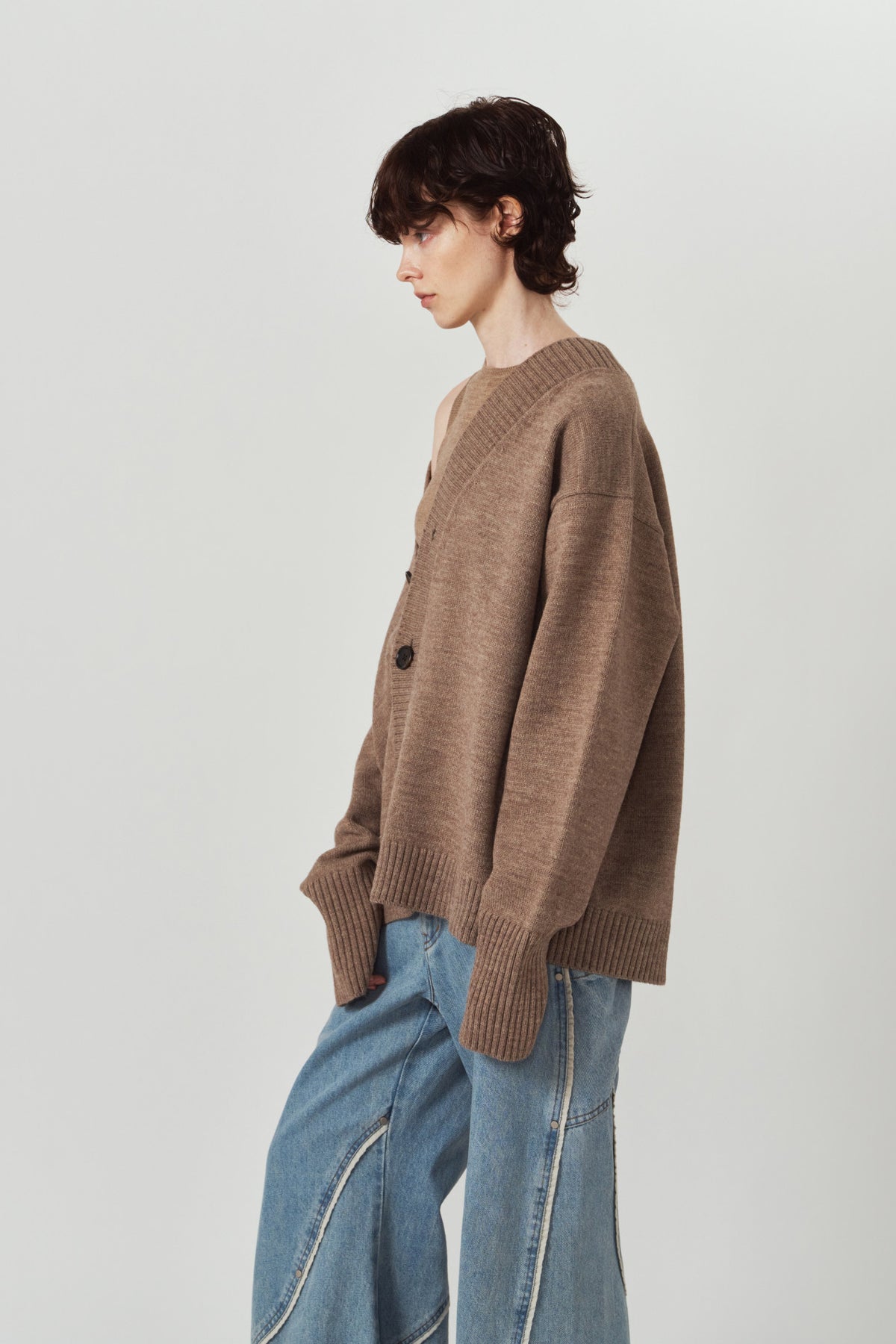 2-piece cardigan/brown
