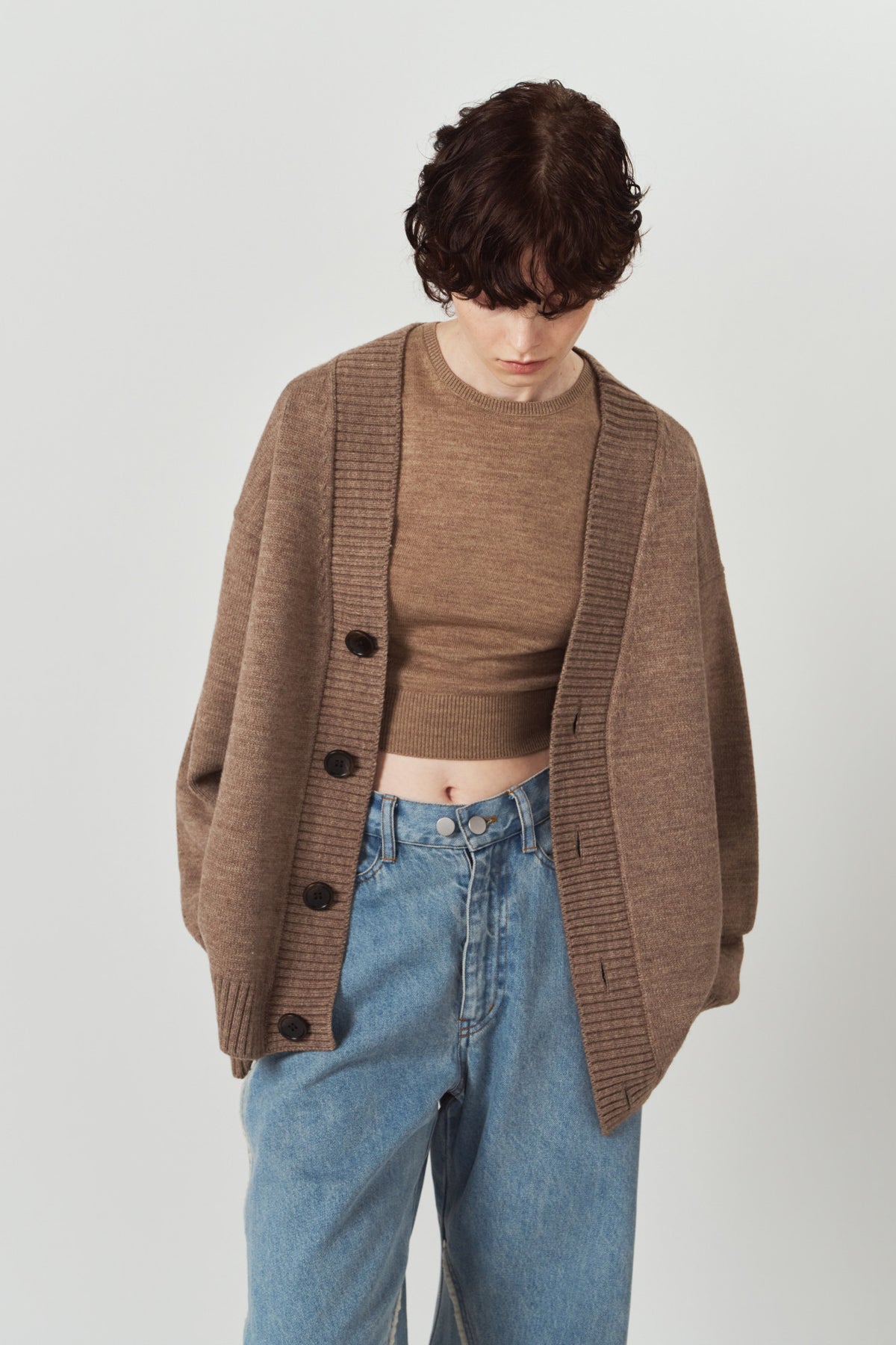 2-piece cardigan/brown