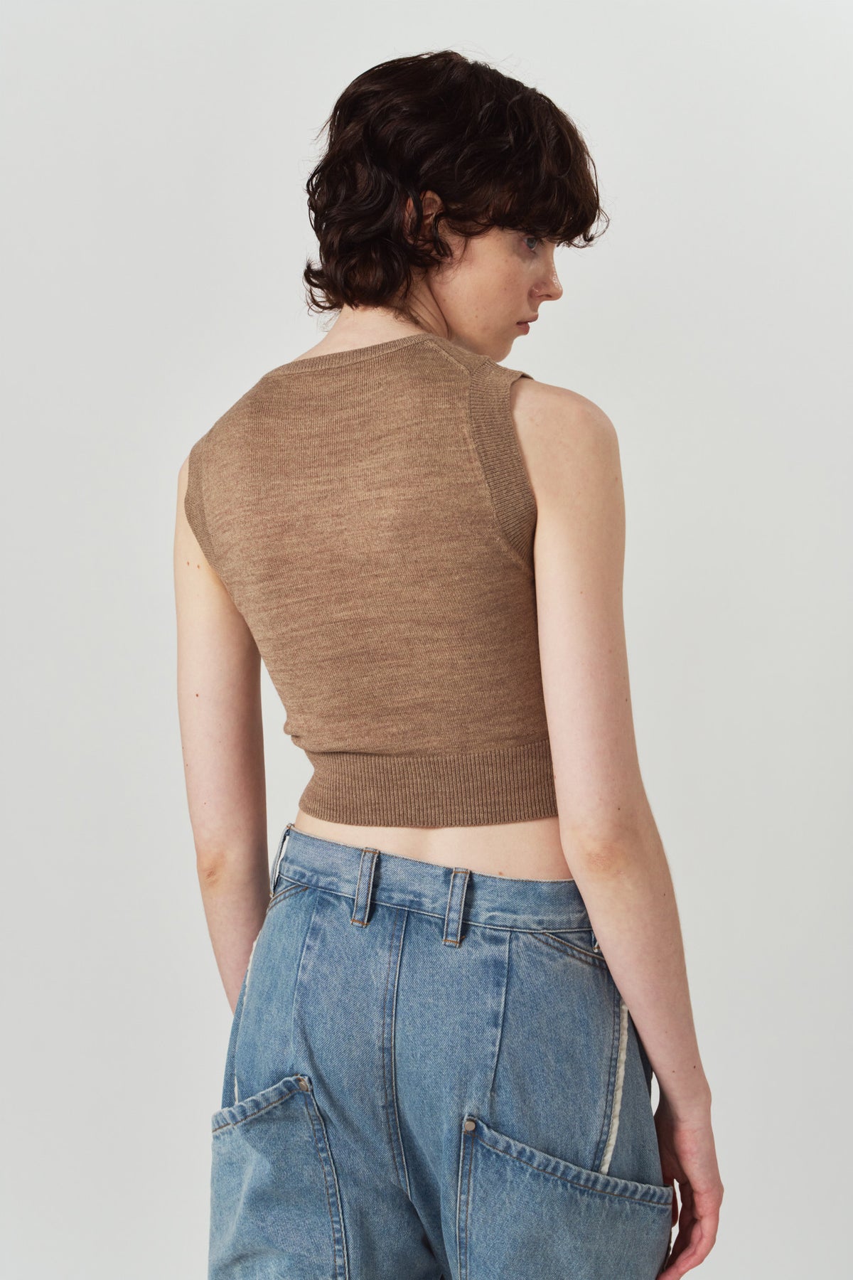 2-piece cardigan/brown