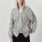 studded hoodie top/gray