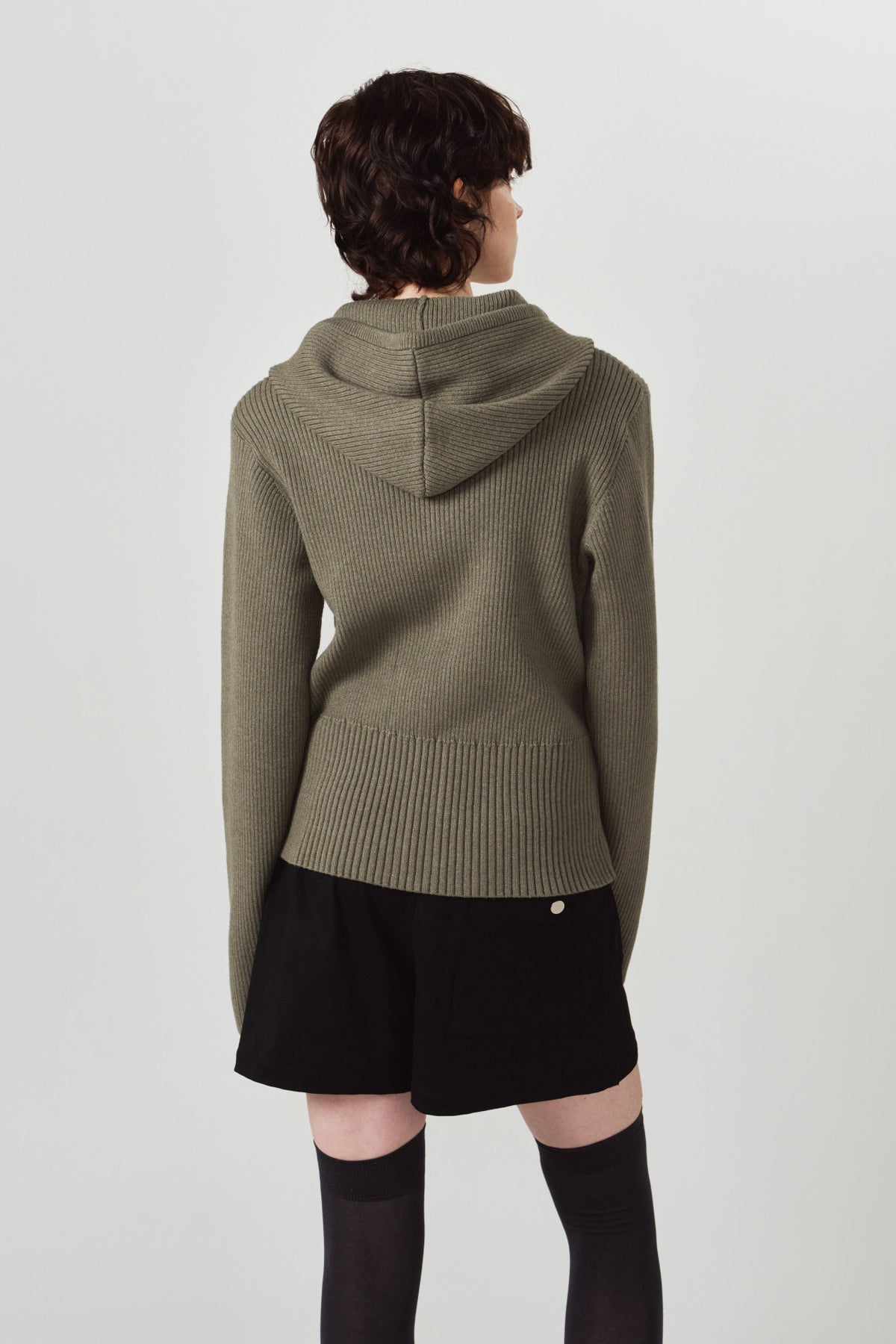 hooded knit parka/gray