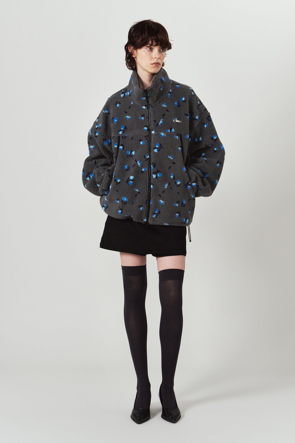 flower boa fleece(unisex)/gray