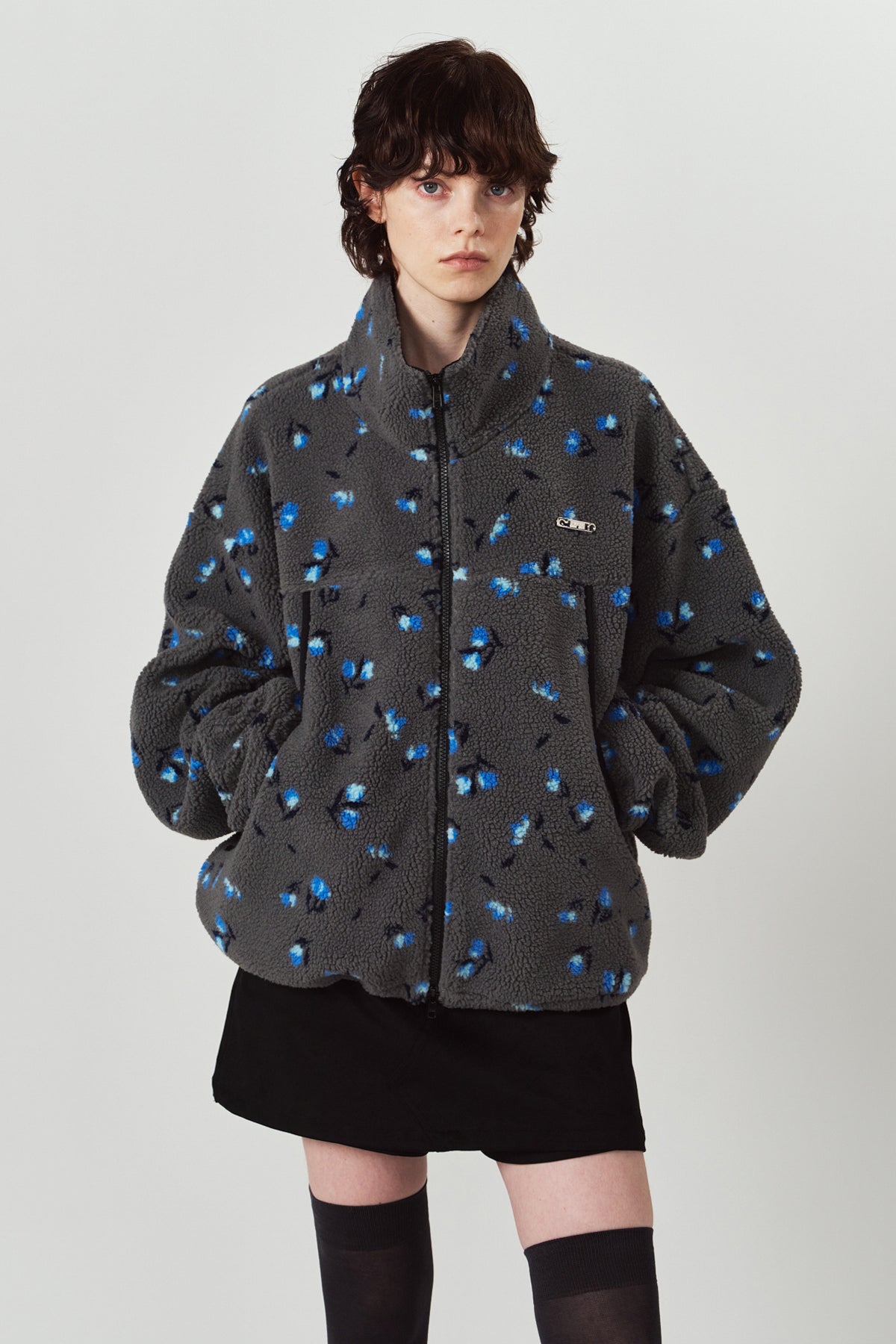 flower boa fleece(unisex)/gray